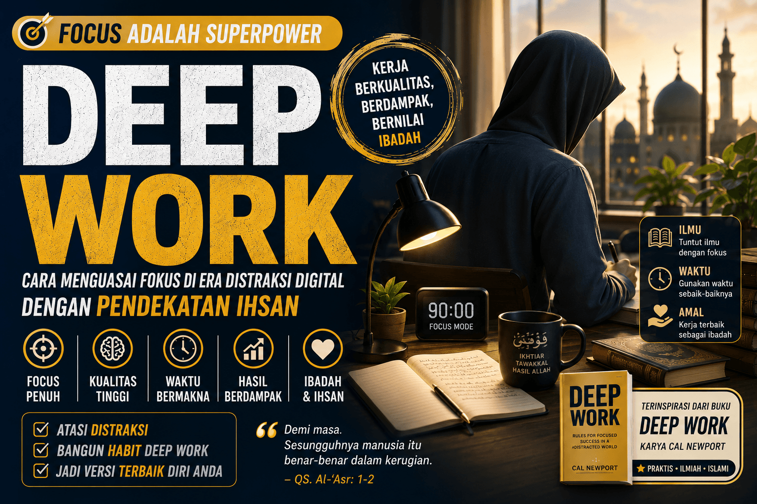 Deep Work dalam Perspektif Islam: Menguasai Fokus, Menjaga Keikhlasan, dan Meraih Keberkahan Ilmu